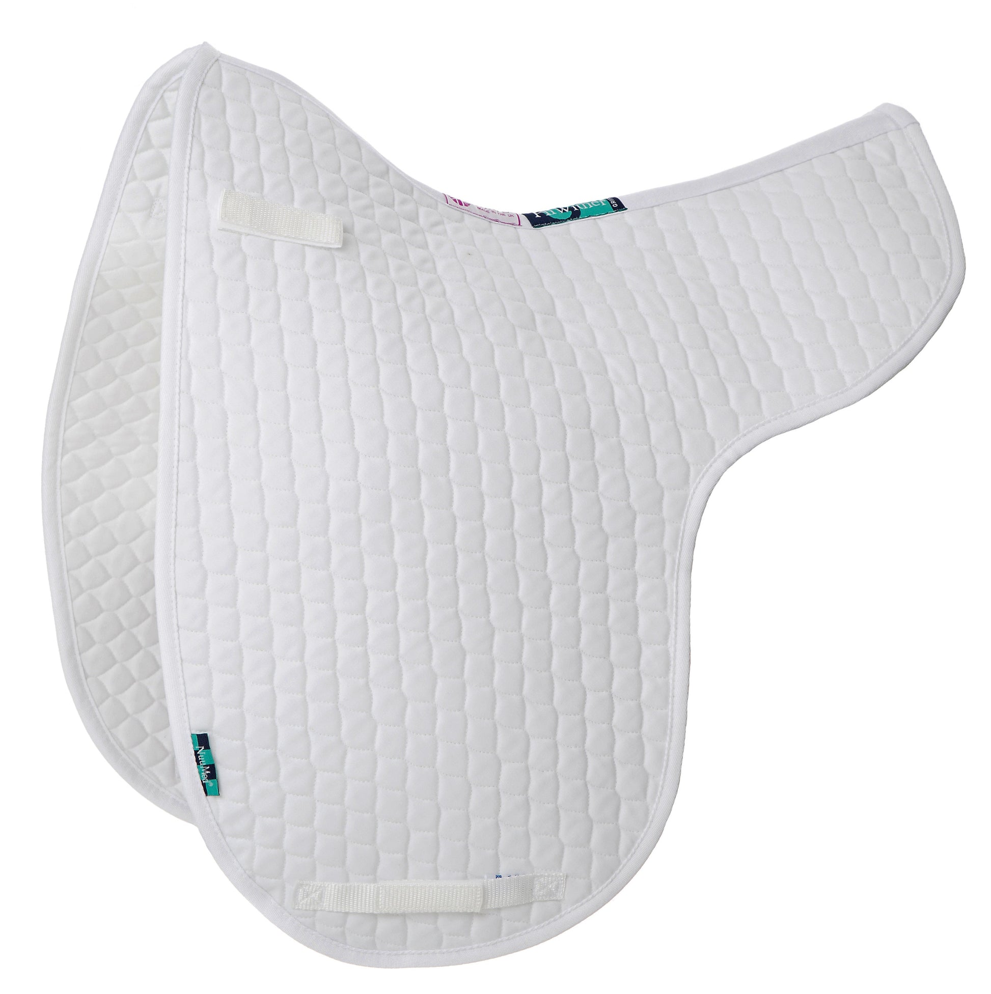 White NuuMed quilted saddle pad on a white background